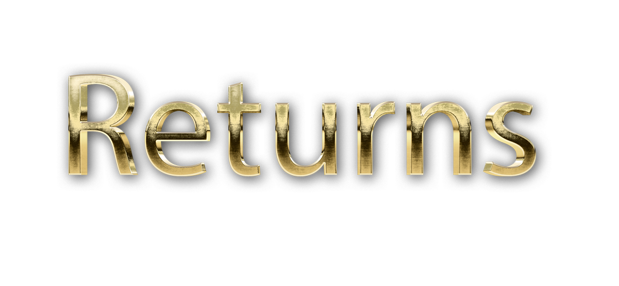 3D WORD RETURNS gold text effects art typography PNG images free